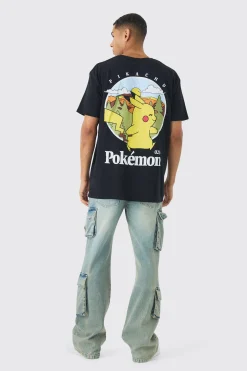 Oversized Pokemon Scenic License Print T-shirt | BoohooMAN UK
