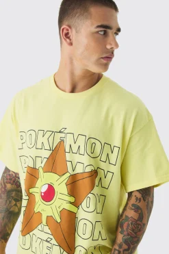 Oversized Pokemon Staryu License Print T-shirt | BoohooMAN UK