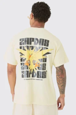 Oversized Pokémon Zapdos Wash License T-shirt | BoohooMAN UK