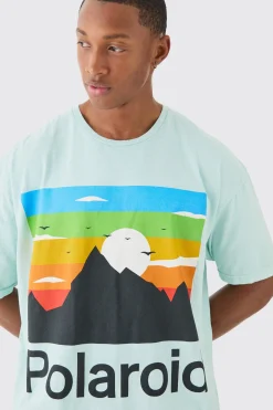 Oversized Polaroid Wash License T-shirt | BoohooMAN UK