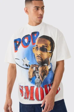 Oversized Pop Smoke Large Scale License T-shirt | BoohooMAN UK
