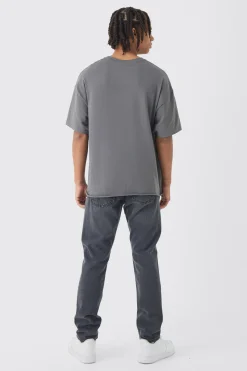 Oversized Pop Smoke Wash Raw Hem License T-Shirt | BoohooMAN UK
