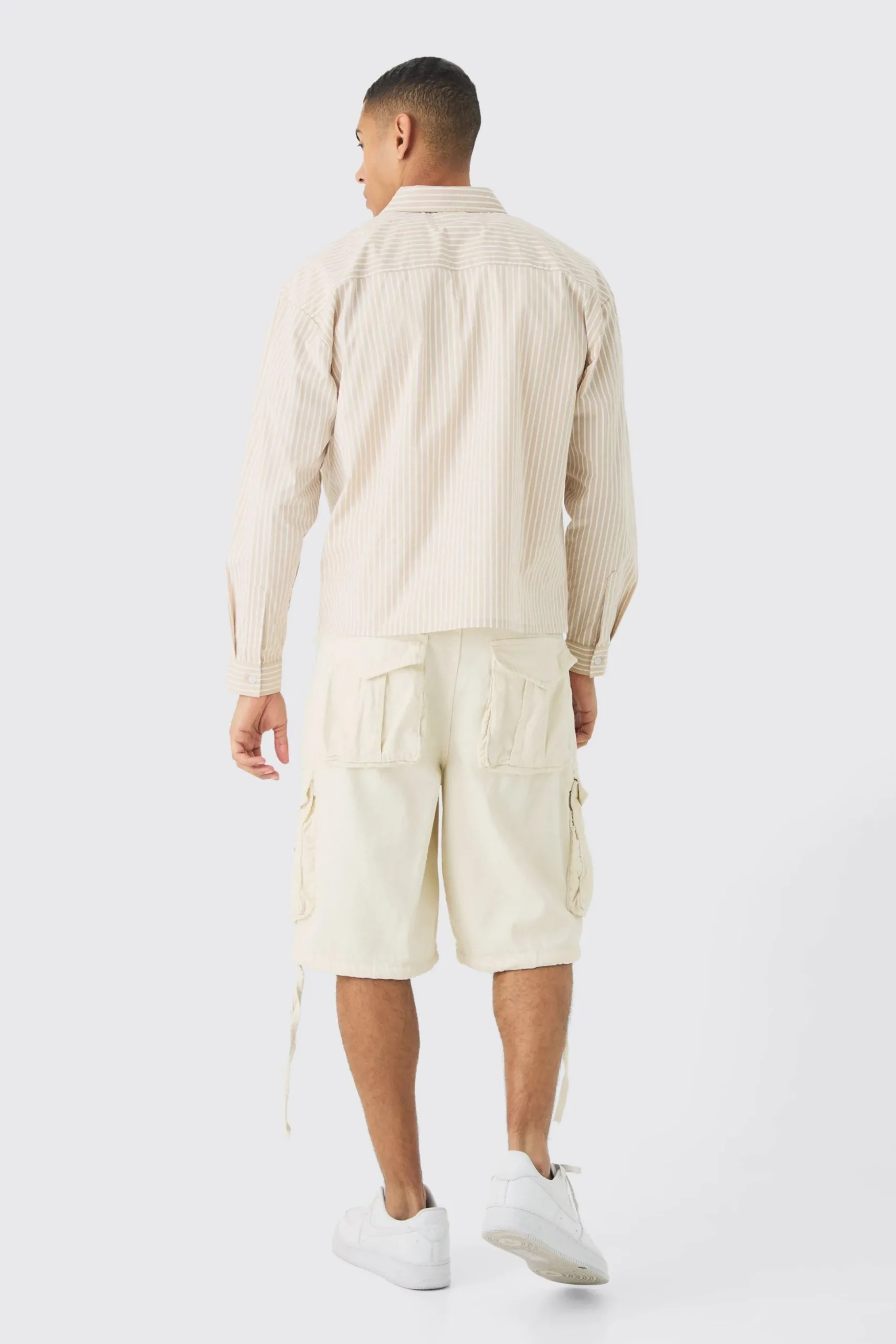 Oversized Poplin Stripe Long Sleeve Boxy Shirt | BoohooMAN UK