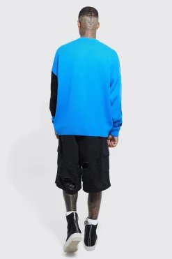 Oversized Portrait Text Knitted Jumper | BoohooMAN UK