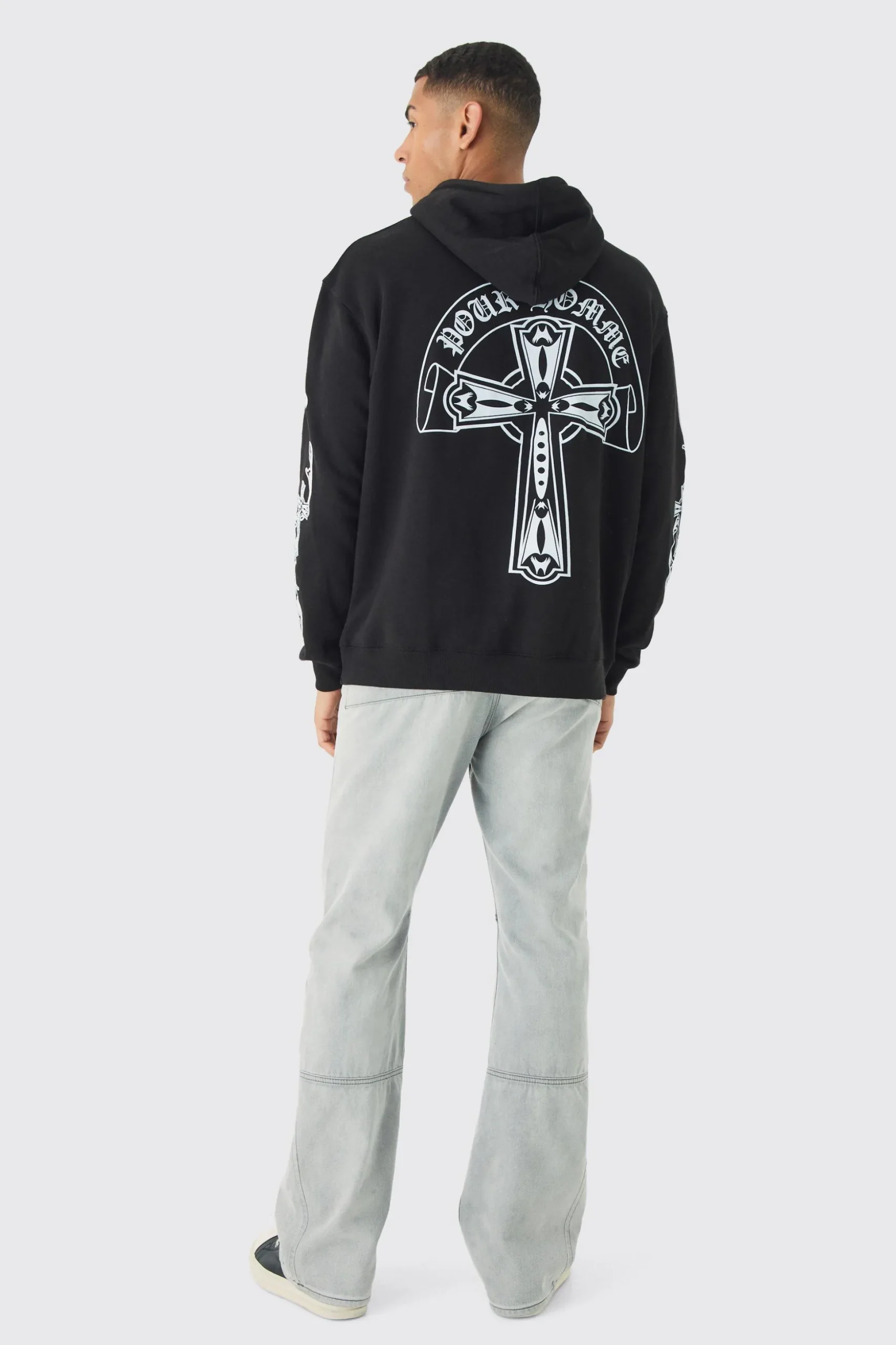 Oversized Pour Homme Cross Hoodie | BoohooMAN UK