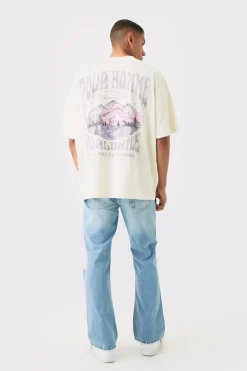 Oversized Pour Homme Landscape Wash T-shirt | BoohooMAN UK