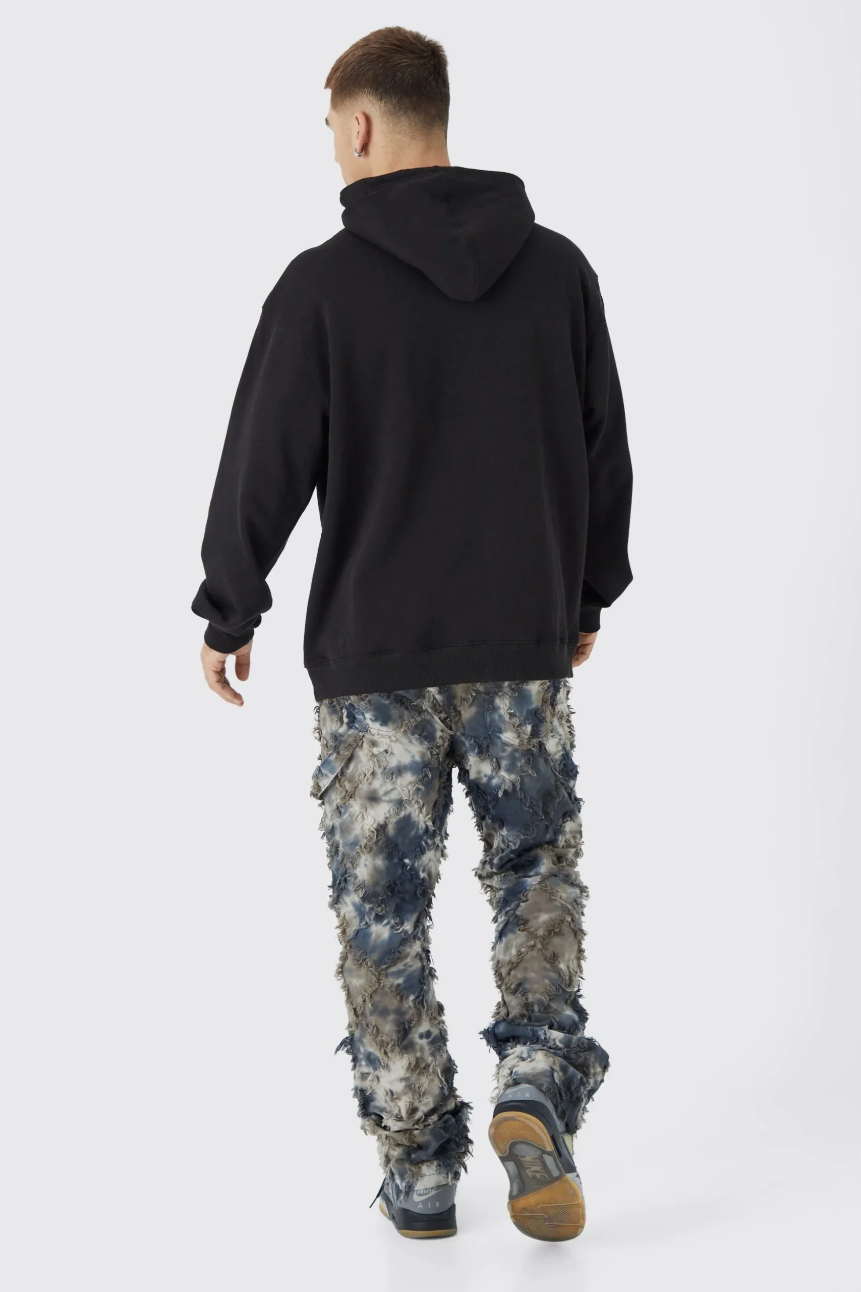 Oversized Pour Homme Puff Print Hoodie | BoohooMAN UK