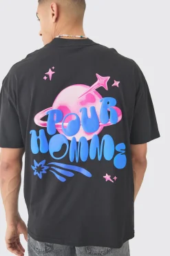 Oversized Pour Homme Puff Print T-shirt | BoohooMAN UK