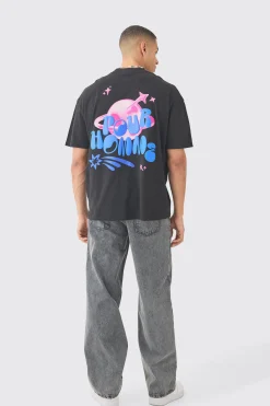 Oversized Pour Homme Puff Print T-shirt | BoohooMAN UK