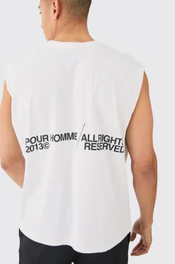 Oversized Pour Homme Text Tank | BoohooMAN UK