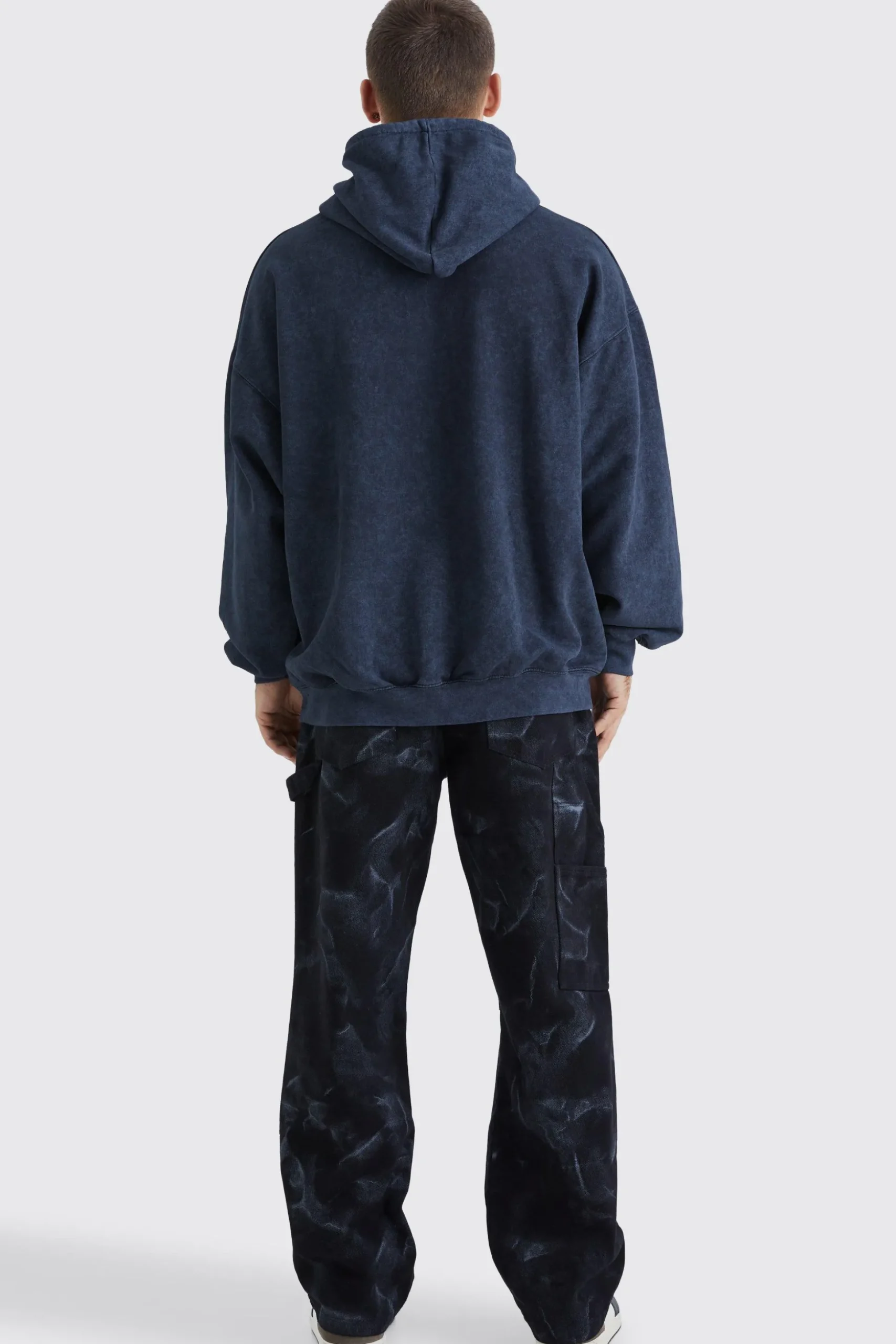 Oversized Pour Homme Wash Graphic Hoodie | BoohooMAN UK