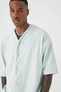 Oversized Premium Towelling Baseball Short Set | BoohooMAN UK