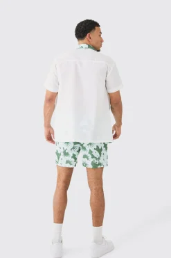 Oversized Printed Shirt And Swim Short Set | BoohooMAN UK