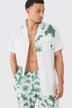 Oversized Printed Shirt And Swim Short Set | BoohooMAN UK