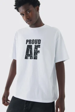 Oversized Proud AF Pride T-Shirt | BoohooMAN UK