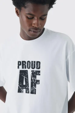 Oversized Proud AF Pride T-Shirt | BoohooMAN UK
