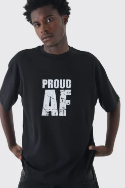 Oversized Proud AF Pride T-Shirt | BoohooMAN UK