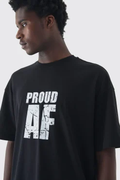 Oversized Proud AF Pride T-Shirt | BoohooMAN UK