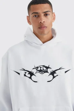 Oversized Pu Applique Hoodie | BoohooMAN UK