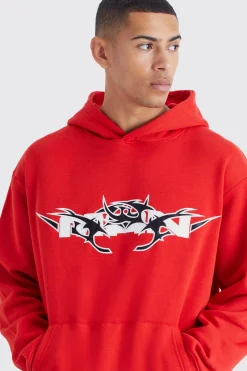 Oversized Pu Applique Hoodie | BoohooMAN UK