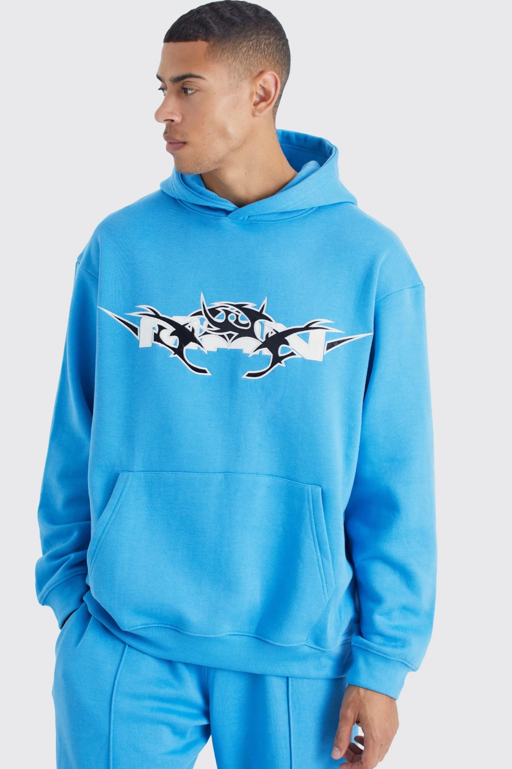 Oversized Pu Applique Tracksuit | BoohooMAN UK