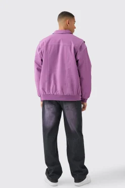 Oversized Pu Panel Detail Bomber In Pink | BoohooMAN UK
