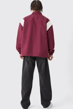 Oversized Pu Panel Nylon Jacket | BoohooMAN UK
