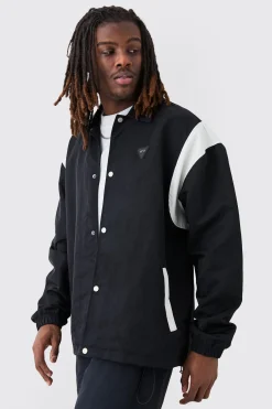 Oversized Pu Panel Nylon Jacket | BoohooMAN UK