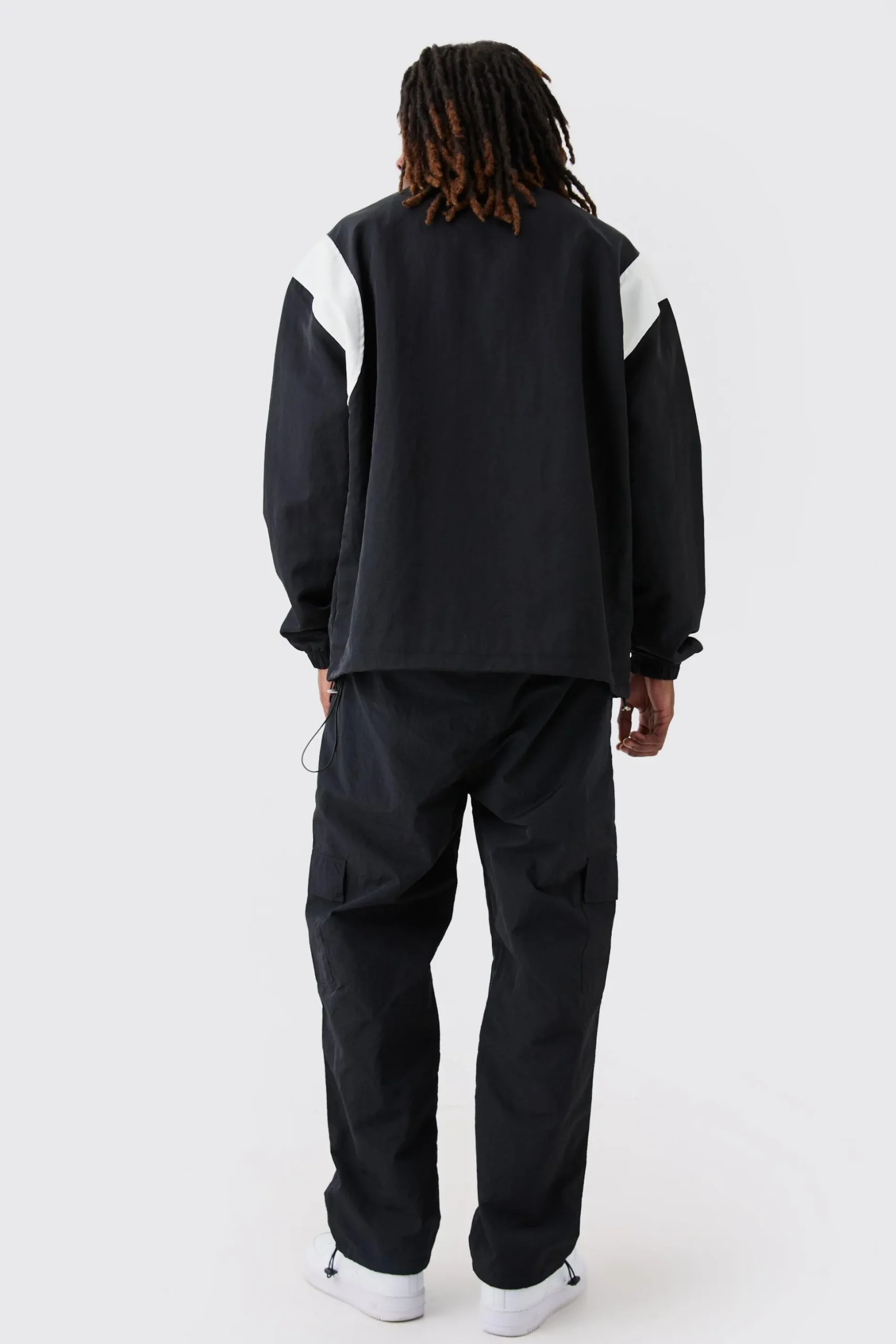 Oversized Pu Panel Nylon Jacket | BoohooMAN UK