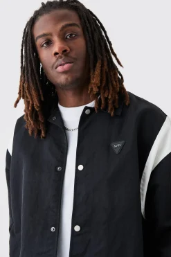 Oversized Pu Panel Nylon Jacket | BoohooMAN UK