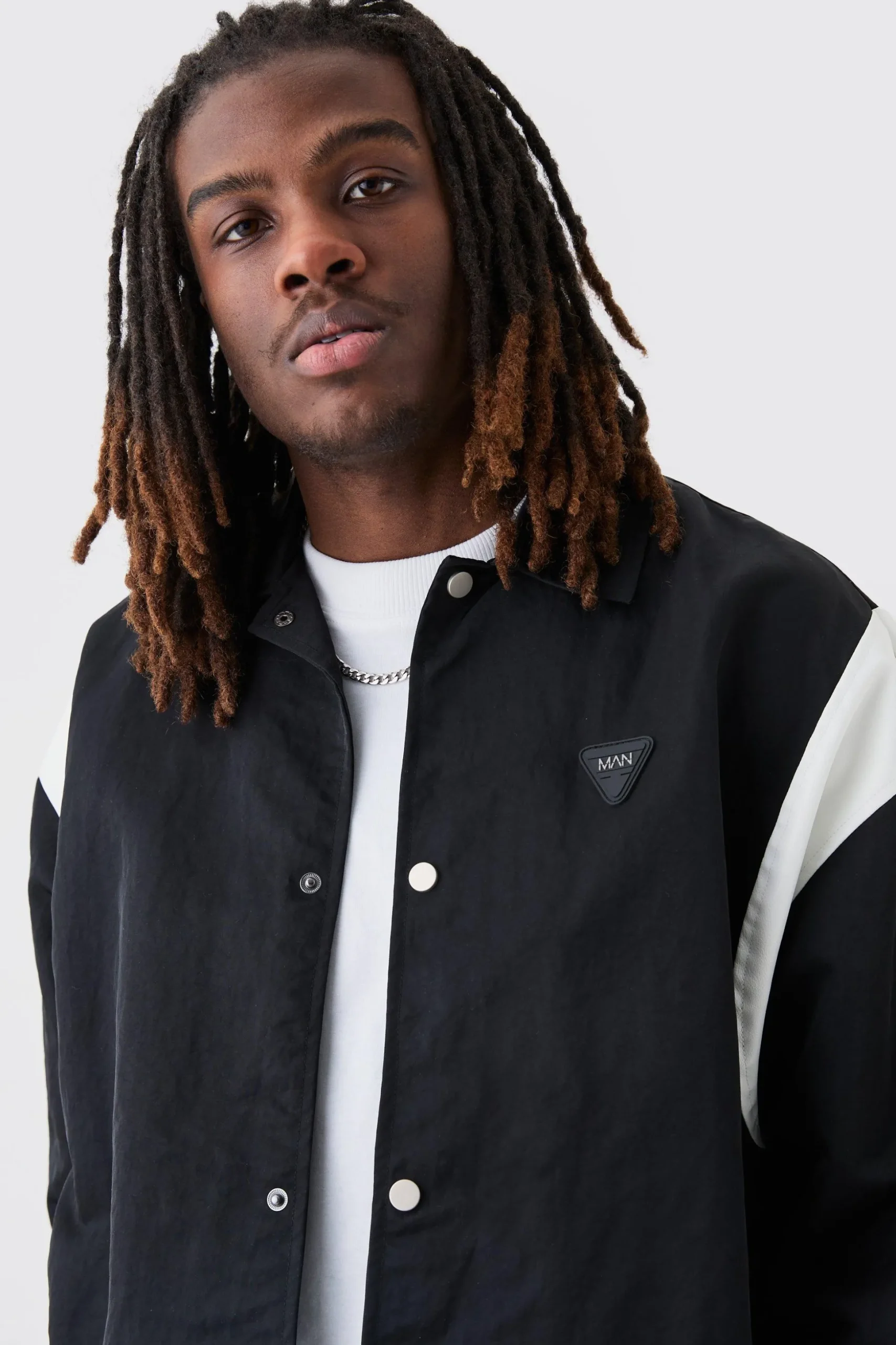Oversized Pu Panel Nylon Jacket | BoohooMAN UK