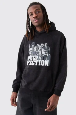 Oversized Pulp Fiction Wash License Hoodie | BoohooMAN UK