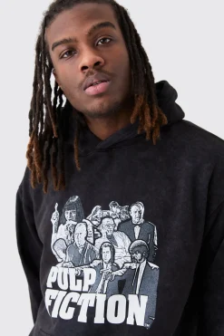 Oversized Pulp Fiction Wash License Hoodie | BoohooMAN UK