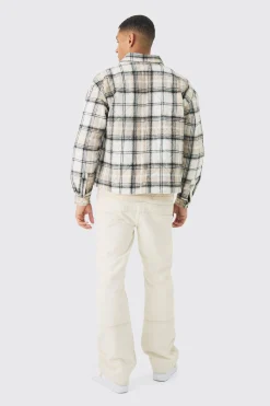 Oversized Quilted Check Overshirt | BoohooMAN UK