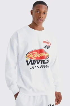 Oversized Racing Moto Sweat Tracksuit | BoohooMAN UK