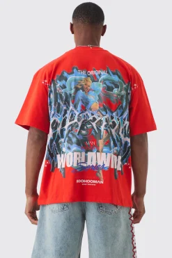 Oversized Racing Print T-shirt | BoohooMAN UK