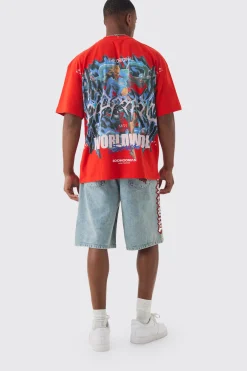 Oversized Racing Print T-shirt | BoohooMAN UK