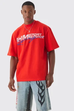 Oversized Racing Print T-shirt | BoohooMAN UK