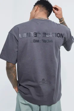 Oversized Raised Limited Text T-shirt | BoohooMAN UK