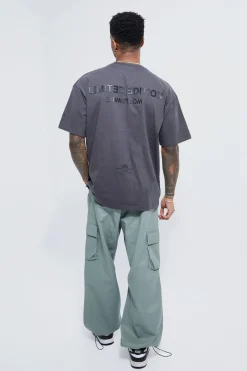 Oversized Raised Limited Text T-shirt | BoohooMAN UK