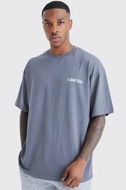Oversized Raised Limited Text T-shirt | BoohooMAN UK