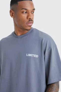Oversized Raised Limited Text T-shirt | BoohooMAN UK
