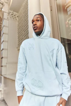 Oversized Raw Applique Hoodie | BoohooMAN UK