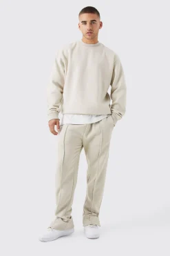 Oversized Raw Edge Sweater Tracksuit | BoohooMAN UK