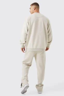 Oversized Raw Edge Sweater Tracksuit | BoohooMAN UK