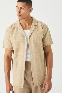 Oversized Raw Hem Boucle Shirt | BoohooMAN UK
