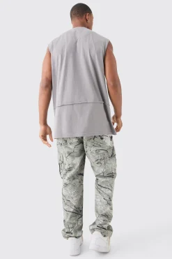 Oversized Raw Layer Tank | BoohooMAN UK