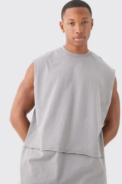 Oversized Raw Layer Tank | BoohooMAN UK