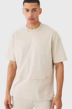 Oversized Raw Layer T-shirt | BoohooMAN UK