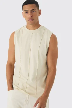 Oversized Raw Panelling Tank | BoohooMAN UK